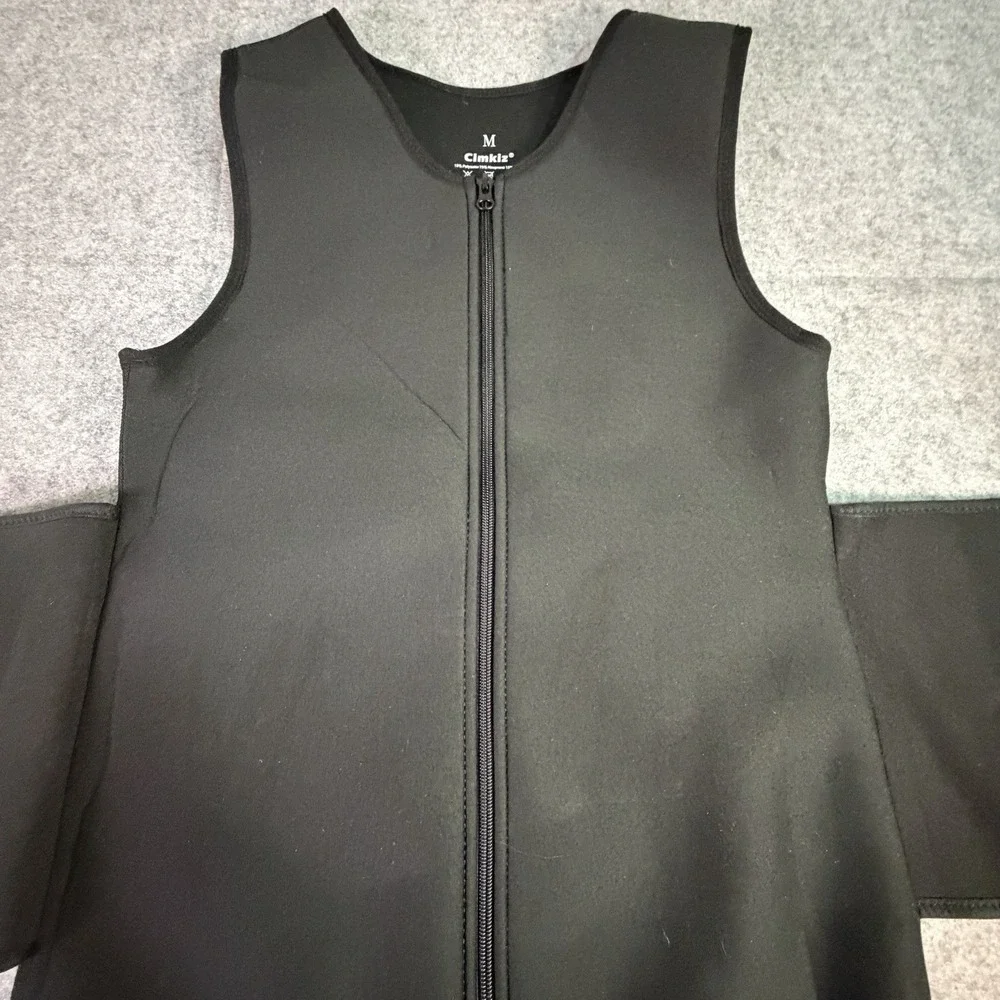 Cimkiz‎ Neoprene Sweat Vest Waist Trainer Zipper Black Size M Kardashians Cinch